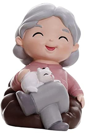 rockible Estatua de Abuela, Figura de Pareja de Ancianos, Adorno para Pastel, Muñeca, Modelo, Adorno, Escultura de Arte Artesanal de Resina para, Abuela, Individual