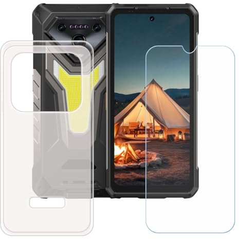 BMPNLSZ Funda para Ulefone Armor 34+ Screen Protector, Translúcido Suave Silicona TPU Canica Carcasa Caso Case + Cristal Templado Film Vidrio (6,95)