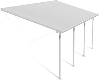 Canopia by Palram Terrassenüberdachung Alu Feria 3X6.10 Polycarbonat Hohlkammerplatten Pergola 610 x 300 cm Weiss zur Überdachung ihrer Terrasse