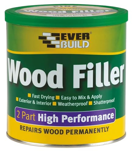 Everbuild 2-Part High Performance Wood Filler, White, 1.4kg | Fast Drying – Weatherproof – Easy To Mix And Apply