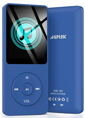 AGPTEK Mp3 Classique 16Go Ultra-Longue Autonomie jusqu'à 70 Heures de Lecture Musique avec Ecran de 1.8 Pouces, Petit Lecteur MP3 Sport pour Enfant/Adulte(Slot Carte mémoire jusqu'à 128Go)-Bleu Foncé