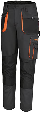 BETA 7900E M - Pantaloni da lavoro multitasche, inserti rinforzati e ginocchiere in poliestere. Due profonde tasche anteriori, tasca porta metro e nastro porta martello - Grigio