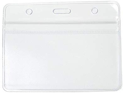 CKB LTD 50 Stück Ausweishüllen Transparent Kunststoff Ausweishalter Horizontale Weichplastik Abzeichen Kartenhüllen ID Kartenhalter Standard Größe 10 x 8 cm Einsatzgröße 9,8 x 6 cm