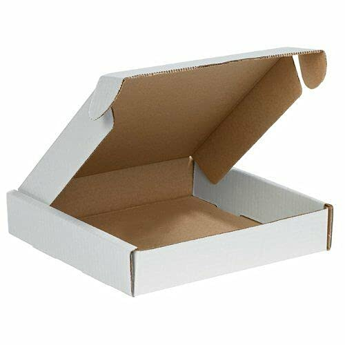 10 Stück Schachteln aus Karton Verpackung flache 24 x 18 x 5 cm gestanzt weiß
