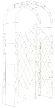 CLP Melissa Rosbåge av järn med grind/dörr, dubbelgrind höjd 150 cm, totalmått: bredd 120 cm, höjd 220 cm, djup 40 cm, färg: antikkräm