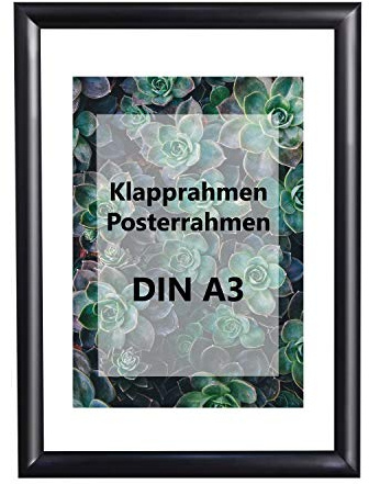 LABT DIN A3 schwarzer Alu Klapprahmen Wechselrahmen Bilderrahmen Plakatrahmen Aluminium mit 25mm Rahmen in schwarz | Größe: DIN A3