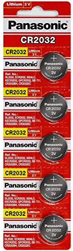 PANASONIC BATTERIES CR2032 LITHIUM BATTERY, 3V, COIN CELL (5 pieces)