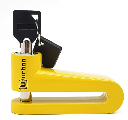 URBAN 922A Bloccadisco per Moto, ø10mm Più Sicuro, Più Visibile, Più Dissuasivo, Sicurezza Compatta ed Efficace per Facile Trasporto, Lucchetto Antifurto Bicicletta, Monopattino