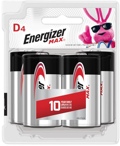 Energizer Max D Batteries, Premium Alkaline D Cell Batteries (4 Battery Count)