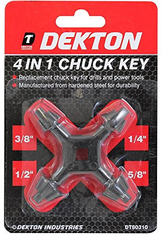 Dekton 4 in 1 Chuck Key | Durable Replacement Key for Drills and Power Tools | Hardened Steel Construction | Fits 1/4, 3/8, 1/2, and 5/8 Chuck Sizes for Versatile Use and Enhanced Performance