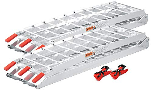 Wiltec 2X Auffahrrampe 226 cm 680 kg für Quad ATV Motorrad, Aluminium Auffahrschiene faltbar, Verladerampe rutschsicher