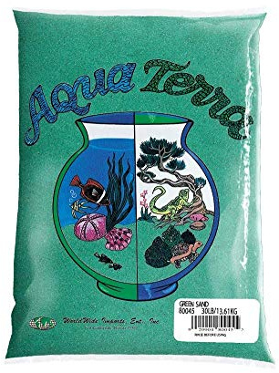 Aqua Terra Green Aquarium Sand, 5 Lbs - Premium Fish Tank Sand, Decorative Substrate, Ideal Fish Tank Accessories, Natural Coated Sand for Decorative Tanks
