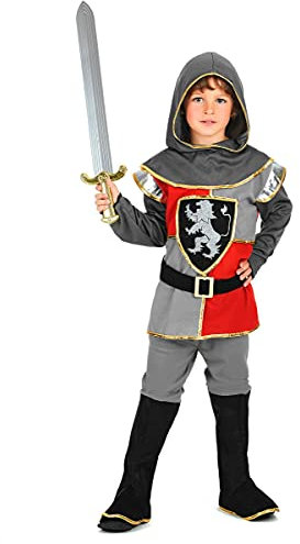 Vegaoo Ritter Jungenkostüm schwarz-grau-rot - Rot