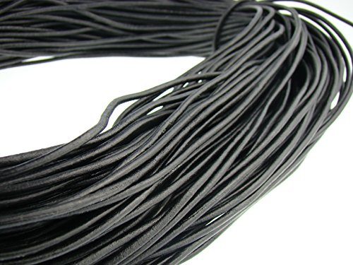 Cuerda de piel redonda 3 mm. Color negro Longitud: seleccionable, negro, 5 m