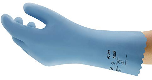 VersaTouch Ansell AlphaTec 62-201 Latex-Handschuhe, Chemikalien Handschuhe, Chemikalien- und Flüssigkeitsschutz, Industrie PSA, Arbeitshandschuhe Wiederverwendbar, Blau, Größe L (12 Paar)