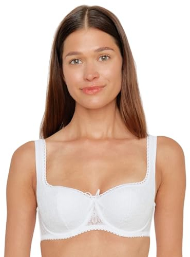 Susa Reggiseno a Balconcino Dirndl da Donna con Ferretto Wiesn-Zauber, Reggiseno a Balconcino, Ferretto con Coppe morbide, Reggiseno da Donna con Motivo Jacquard, décolleté Speciale, Bianco, 7A