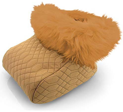 Fußsack Fußwärmer FUSA-HW-CAM-CAM Steppstoff mit echtem hochwolligem Merino Lammfell gefüttert 60mm camel-camel