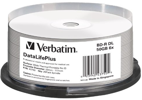 Verbatim 43750 BD-R DL 6x 25-pack Printable Optical Media