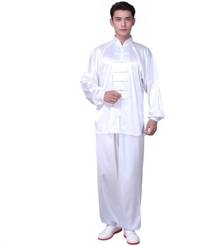 Andux Kampfsport Tai Chi Anzug Kung Fu Uniformen Unisex SS-TJF01 (Weiß,L)