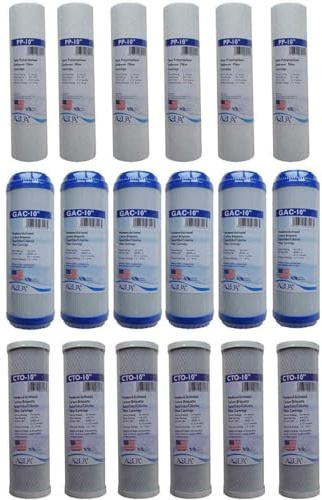 3 Years Supply (18 pcs) Universal Reverse Osmosis RO Replacement Set of 3 filters: Sediment, GAC, CTO Carbon Block