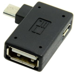 chenyang Micro USB vers USB 2.0 OTG Host Adaptateur à angle droit à 90 degrés avec alimentation USB pour téléphone et tablette