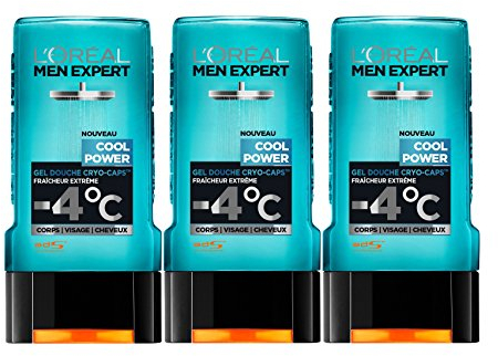 L'Oréal Gel doccia da uomo Men Expert Cool Power freschezza estrema, 3 confezioni da 300 ml