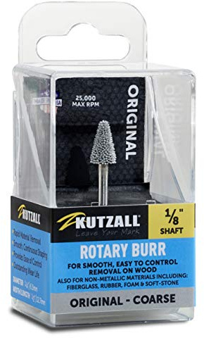 Kutzall Fraise Rotative Conique Original, Axe 1⁄8, Grossière - Accessoires pour Dremel, Foredom, Milwaukee. Carbure de Tungstène Abrasif, 1⁄4 (6.3mm) Dia. de Tête X 1⁄2 (12.7mm) de Longueur, T-14-E