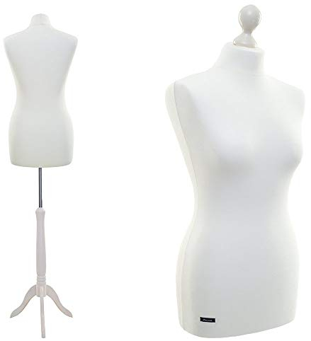 LUCCESI Schneiderpuppe | zum Probierpreis! | Size S - XL (Female ♀) | Torso S (34-36) | Wechselbezug Creme-Weiss | Standfuss Weiss | Damen - Schaufensterpuppe