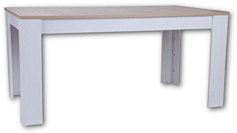 Stella Trading ROMANCE Esstisch in San Remo & Sibiu Lärche Optik - Ausziehbarer Esszimmertisch im Landhausstil für Ihr Wohn- & Esszimmer - 160-200 x 76 x 90 cm (B/H/T) | 160-200 x 76 x 90 cm (B/H/T), Ausziehbarer, im Landhausstil, rechteckige Tischplatte in San Remo Dekor, Gestell, Sibiu Lärche