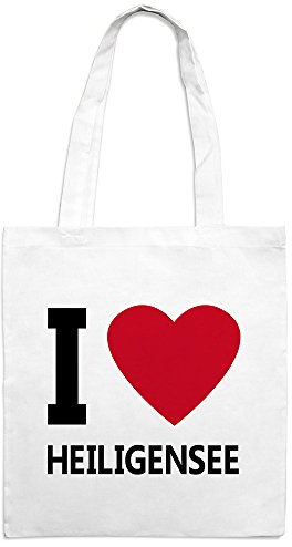 Jutebeutel mit Stadtnamen Heiligensee - Motiv I Love - Farbe weiß - Stoffbeutel, Jutesack, Hipster, Beutel
