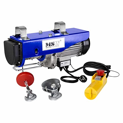 MSW Seilzug Seilwinde Elektrisch Seilhebezug PROLIFTOR 800 (800 kg, 1.300 W, Stahlseil 12 m, Kabelreiß Widerstand 2.000 kg)