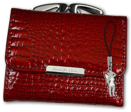 Jennifer Jones RFID Blocker Echtleder Geldbörse Damen Frauen Minibörse rot 9.5x2x8cm inkl. Feeanhänger