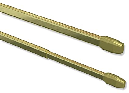 Interdeco Vitragestangen/ausziehbare Scheiben-Gardinenstangen Messing farbig (2 Stück), 60-100 cm