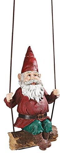 Design Toscano Garden GNOME Statue - Sammy Lo Swinging GNOME - Outdoor Garden Gnomes - Statue Divertente Prato GNOME