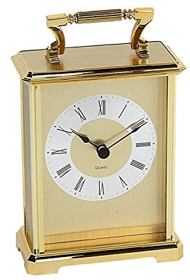 Wm. Widdop Gilt Design Roman Numerals Carriage Clock, Gold