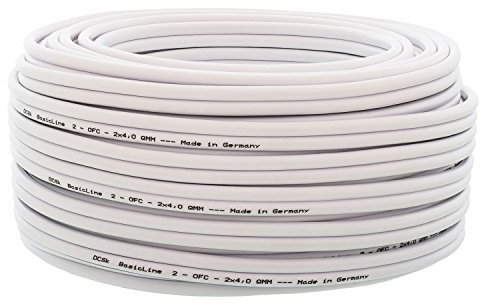 DCSk 20m - 2x4mm² Lautsprecherkabel weiß - OFC Kupferkabel für HiFi/Audio - 99,99% Kupfer Boxenkabel mit Isolierung
