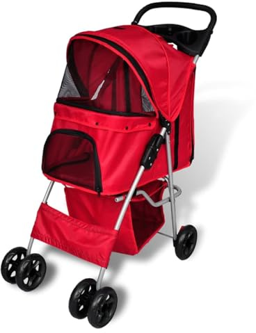 vidaXL Poussette pour Chiens Chats Animaux Chariot Freins Sac à Provisions