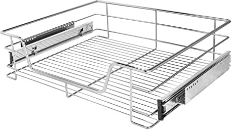 Haushalt International Teleskop Schublade - Küchenschrank Schublade für 50 cm Küchenschränke, Aufbewahrungskorb Schublade Einbau, Teleskop Korb für Küchenschrank, aus Metall (verchromt)