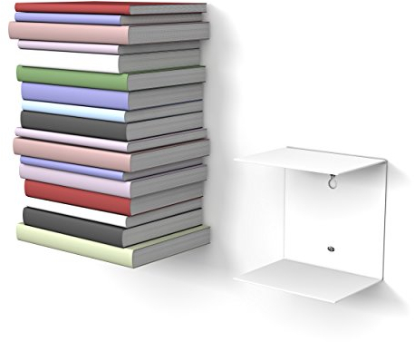 home3000 Bis 20 Bücher - 1 weißes unsichtbares Bücherregal - bis zu 50 cm schwebende Bücherstapel - bis zu 22 cm Tiefe Taschenbücher und Fachbücher