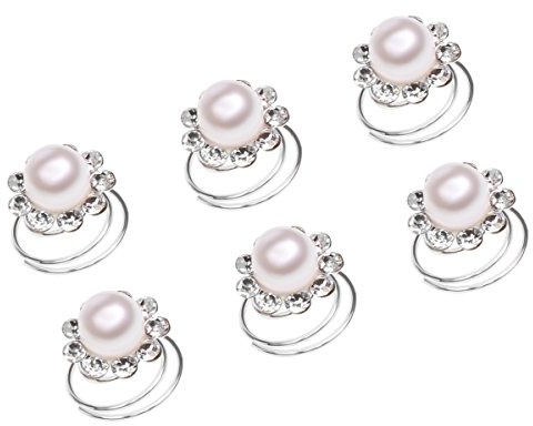 Autiga Haar Curlies Perlen Blumen Kristall Strass Haarspiralen Haarcurlies Hochzeit Braut Haarschmuck versilbert