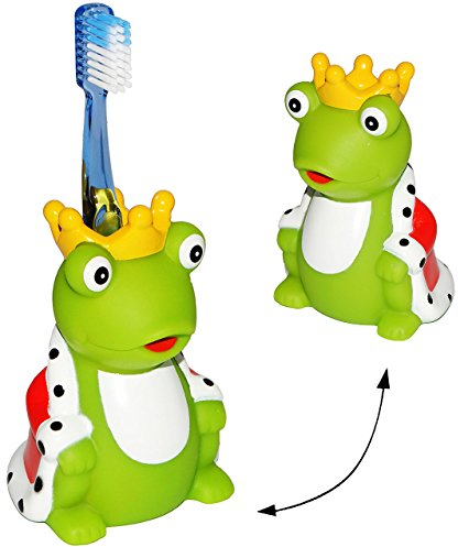 alles-meine.de GmbH Zahnbürstenhalter - Froschkönig - für die Zahnbürste - Frosch zum Zähneputzen - Halter zum Stellen/Halterung - Badezimmer Bad - auch als Badewannenspiel..