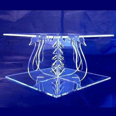 Super Cool Creations Présentoir à gâteau carré en Acrylique Transparent pour Mariage et fête 25 cm, 30 cm, Hauteur Totale 24 cm