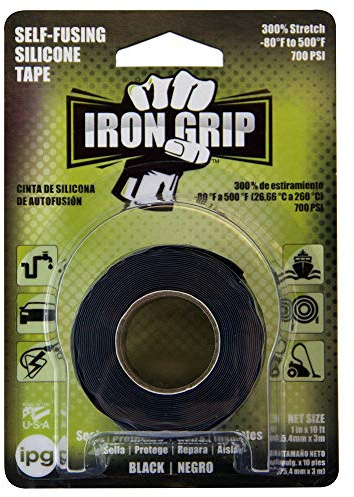 IPG Iron Grip Self-Fusing Silicone Tape, 1 x 10 ft, Black (Single Roll)