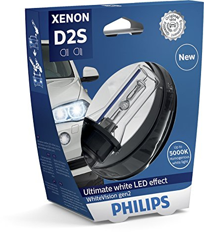 Philips Xenon Whitevision Gen2 D2S, Ampoule Xénon Pour Éclairage Automobile, Effet Blanc Éclatant Avec 5.000K, Lot De 1