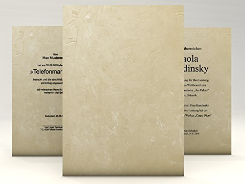 Urkundenpapier Structure Beige 50 Blatt | universal | für Urkunden Zertifikate | DIN A4 190g/qm | hochwertig | Briefpapier | Kartonpapier | certificate paper | Blanko Urkunde | Anerkennung Papier