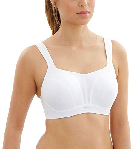 panache Women's Full Cup Plain Sports Bra, White, Size: 40GG