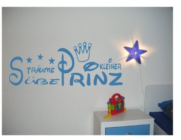XL Wandtattoo Kinderzimmer, Kind, Baby ~ Text: Süße Träume kleiner Prinz + Krone und Sterne für Jungen, Buben ~ 61059-160x57 cm Wandaufkleber Wandtatoos Sticker Aufkleber für die Wand, Fensterbild, Tapetensticker, Türaufkleber, Tattoo aus Markenfolie in 32 Farben