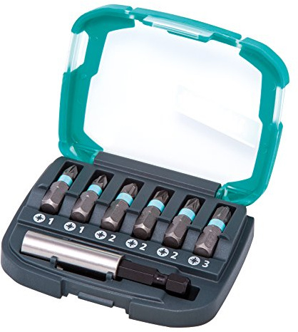 wolfcraft Caja de puntas de estrella (PZ 1–3), 7 piezas I 2977000 I 6 puntas Solid de diferentes tamaños, incl. portapuntas