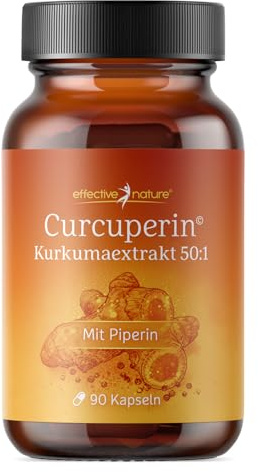 effective nature - Curcuperin - 90 vegane Kapseln - Kurkuma und Piperin - Extrakt 50:1