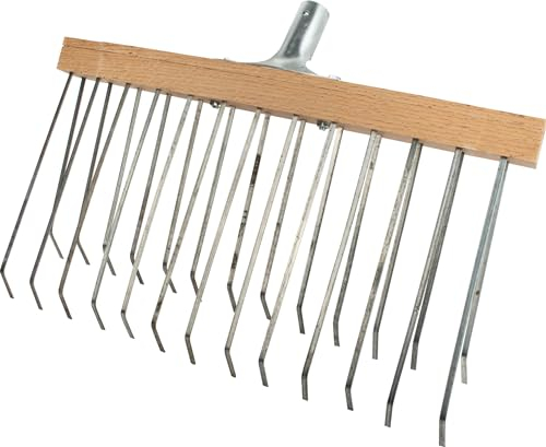 Doppelter Laubbesen/Laubrechen mit Holzsteg 2 x 13 Zinken